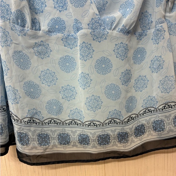 Trendy Lane Bryant Plus Size 2X Blue Boho Floral Print Empire Waist V-Neck Top - Picture 4 of 6